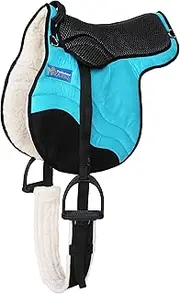 CHALLENGER Horse English Western Trail Fleece Padded Adjustable Bareback Saddle Pad Blue 39TS05