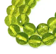 25 Peridot / Olivine Glass Crystal Faceted Round Beads 8mm