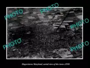 OLD POSTCARD SIZE PHOTO HAGERSTOWN MARYLAND, AERIAL VIEW OF THE TOWN c1930