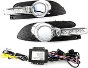 LED DRL Daytime Running Light Fog Lamp with Turn Signal Assembly Accessories Compatible With Mitsubishi Lancer 2008 2009 2010 2011 2012