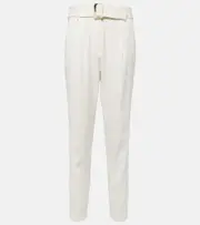 [Veronica Beard] Veronica Beard Sofia high-rise linen-blend tapered pants AU 12 neutrals