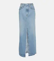 [Alessandra Rich] Alessandra Rich Studded denim maxi skirt 27 blue