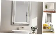 Metro Beaded Bathroom Mirror 16"x26" Large Framed Deco Wall Mirror with Angled