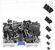 Glarks 100Pcs Binder Clips Set, Assorted Sizes Office Clips Set, Black Binder Clips for Home, School, Office Supplies