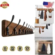 Stylish Farmhouse Coat Hooks Wall Mounted - 10 Heavy-Duty Hooks in Rustic Finish
