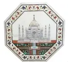 Indoor Table Top Taj Mahal Pattern Inlay Work Octagon Marble Coffee Table Top