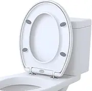 Harbour Housewares Oval Toilet Seat - White - Pack of 1 - Antibacterial Soft Close Toilet Seat Universal Plastic Loo Lid Top Lid with Slow Closing Hinges, Fixings & Fittings