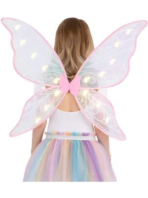 Adult LED Iridescent Light Up Fairy Wings Ladies Fancy Dress Costume