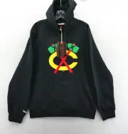 Chicago Blackhawks Hoodie Mens Large Stanley Cup Black Sweatshirt Mitchell Ness