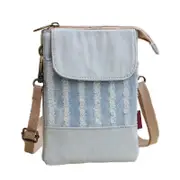 Nevenka Small Crossbody Cellphone Bag with Shoulder Strap Denim Canvas Wallets-WhiteHole
