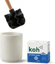 [Koh] Toilet Cleaning Starter Kit - White | GECA Certified Deep Clean System | Eco-Friendly Brush & Tablets Set