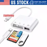 For iPhone iPod iPad IOS 12 Portable 4 in 1 USB SD TF Card Reader Camera Adapter