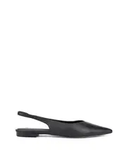 Lorie Slingback Flats - Black Leather