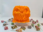 Melting Halloween Pumpkin Candy Bowl, Halloween Pumpkin Bowl w/ Lid Party Decor