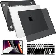 Compatible with MacBook Pro 14 inch A3112 A3185 A3401 (M4)/A2918 A2992(M3)/A2779 (M2) & A2442 (M1), Slim Plastic Hard Shell Case & Keyboard Cover & HD Screen Protector - Frosted Black