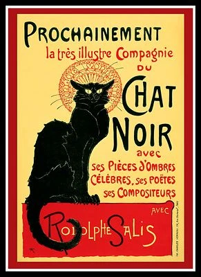 Chat Noir Vintage Poster Rodolphe Salis Canvas Print Fridge Magnet 11x15 Large