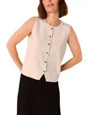 Whistles Lucy Button Front Knit Tank Top