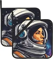 Galaxy Astronaut Potholders BBQ Pot Holders for Heat Resistant Potholder, Hot Pads,Cooking Baking(2-Pack)
