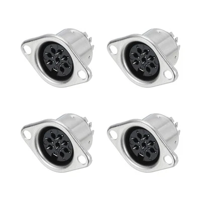 8-Pin DIN Socket Female Jack Socket Connector Panel Mount,Pack of 4 Silver Tone