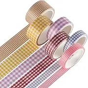 YUBBAEX 6 Rolls Plaid Washi Tape Set Basic Grid Masking Decorative Tapes for Arts, DIY Crafts, Journals, Planners, Scrapbooking, Wrapping (Basic Plaid)