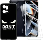 [ESACMOT] Don't Touch Pattern Case Compatible with Oppo Find X5 Pro + [2 Pack] Screen Protector Tempered Glass, Shockproof Case Cover for Oppo Find X5 Pro (6.7 inch)