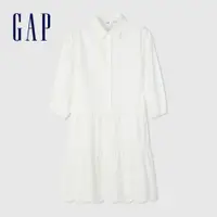 在飛比找蝦皮商城優惠-Gap 女裝 純棉翻領長袖洋裝-白色(891083)