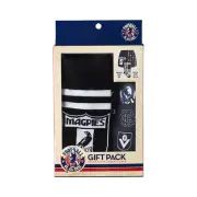 Collingwood Magpies AFL FC2069 W22 Mens Retro Logo Satin Boxer Shorts & Socks