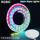 1-20M RGBIC LED Strip Neon Flexible Rope Lights 12V Waterproof Gaming Sign Decor