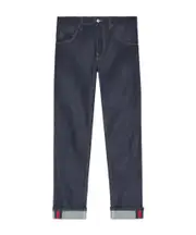 Tapered denim pants with Web 31 Black
