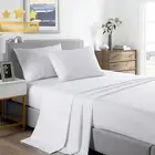 Set 2000TC Soft Bamboo Microfibre Queen Fitted Flat Sheets & Pillowcases White
