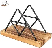 Walquicks Metal and Wooden Napkin Holder - Triangle Design for Kitchen, Dinner Table, Cocktail Bar, Tablecloth Décor Standing Rack