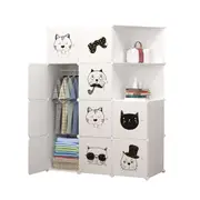 SOGA 10 Cubes White Portable Wardrobe Divide-Grid Modular Storage Organiser Foldable Closet with Doors