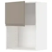 METOD wall cabinet for microwave oven, white/Upplöv matt dark beige, 60x37x80 cm
