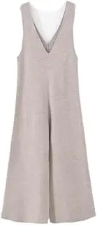 [YiKeGuiHuaShu] Knitted Jumpsuit Overalls for Women and Winter Straight Floor-Length Wide-Leg Pants Woolen Harem Trousers