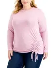 INC Plus Size Metallic Ruched Top, Sz 0X - Evening Mauve