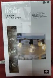 CVS HOUSE TO HOME 10 BULBS GLOBE STRING LIGHTS INDOOR/OUTDOOR 10 FT - NEW