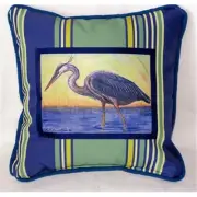 Betsy Drake SN027 Blue Heron Small Outdoor-Indoor Pillow 12 x12