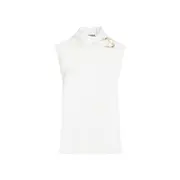 [Jil Sander] Jil Sander-Coconut Draped Knitted Virgin Wool Tank Top-Donna 36 DE