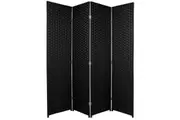 Woven Room Divider Screen Black 4 Panel
