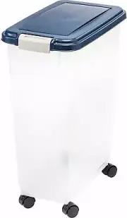 IRIS Airtight Pet Food Container For Dry Pet Food Seed Up to 38lbs Storage-Blue