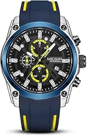 [Generic] Men's Sports Chronograph Watch - 53mm Silicone Strap Quartz Watch with Date & Luminous Hands - Waterproof Digital Analog Combo