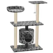 Andala Pets Cat Tree with Sisal Scratching Posts 95 cm Grey Paw Prints