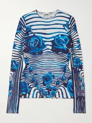 [Jean Paul Gaultier] Jean Paul Gaultier - Printed Stretch-jersey Top - Blue - small small Blue