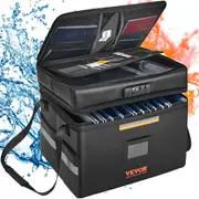 Fireproof Document Box, Fireproof Document Bag with Lock 2000℉, Fireproof and Waterproof File Box 450x140x315 mm with Zipper & Handle, for Money, Documents, Jewelry and