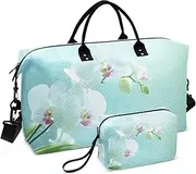 [ZRYSMY] Beautiful Floral White Duffel Bag for Traveling, Travel Bag Gym Bag, with Multiple Interior Pockets Shoulder Weekender Bag for Women Men with Toiletry Bag 20.5L x 1.9W x 13.8H, Multi-Colored