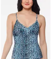 Jessica Simpson Women's Snake Print Swim Tankini Top Size L 13231