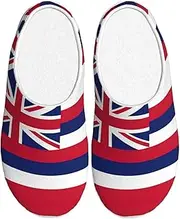 [EdWal] Hawaii Flag print Winter Warm Slippers Indoor Anti-skid Plush Slippers Relaxing at Home for Women Men
