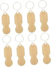 DIYEAH 8Pcs Bamboo Shopping Trolley Tokens Keyring Removers for Trolley Use Multi Functional Keychain Accessories Convenient for Daily Shopping