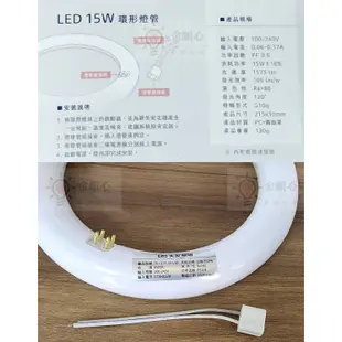 ☼金順心☼  大友  LED 15W 新款 環形燈管 圓燈管 單燈管 取代傳統圓型 陽台燈 廁所燈