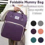 Foldable Large Mummy Bag Baby Bed Backpack Maternity Nappy Diaper Milk AU STOCK